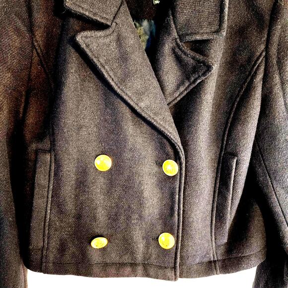 For All ManKind Womens Coat Medium Blue Double Breasted Misses Size 8 10 Jacket - Picture 3 of 8